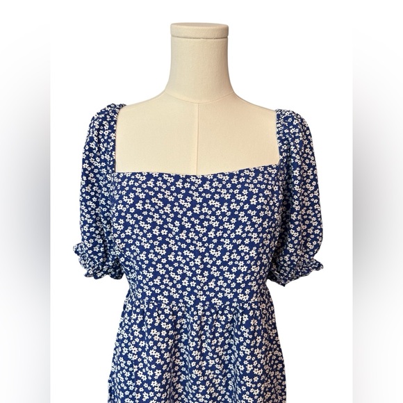 ๐ธ EUC LUSH Navy Floral Ruffle Sleeve Dress w/ Pockets | Womenโs XL - Picture 2 of 11